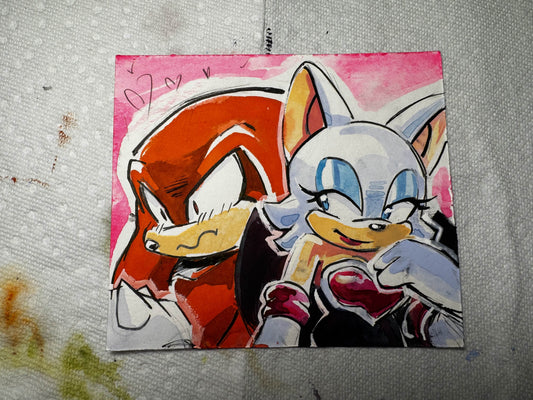 Knuckles + Rouge watercolor illustration